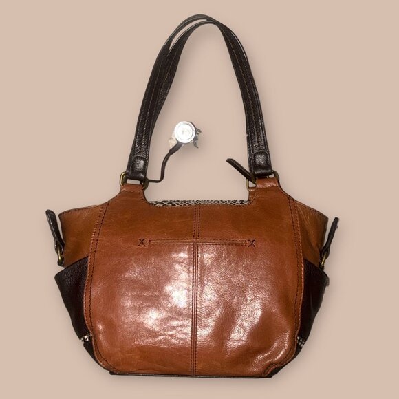 The Sak Kendra Satchel Brown Teak Multi Leather Shoulder Bag Pockets Boho Hobo - Picture 3 of 8